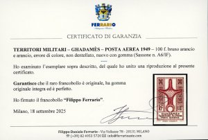 GHADAMES POSTA AEREA 1949 - 100 f. ... 