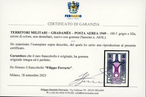 GHADAMES POSTA AEREA 1949 - 100 f. ... 