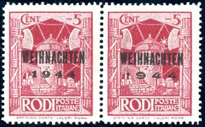 OCCUPAZIONE TEDESCA EGEO 1944 - 5 c. Natale, ... 