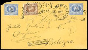 1885 - 10 cent. oltremare, due esemplari e ... 