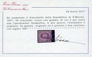 1877 - 40 cent. violetto Stemma ... 
