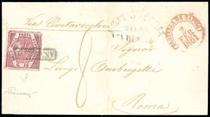 1861 - 10 grana carminio lillaceo, falso per ... 