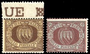 1894 - 2 lire e 5 lire, Stemma (21,22), ... 