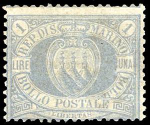 1894 - 1 lira oltremare Stemma (31), nuovo, ... 