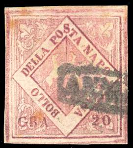 1860 - 20 grana carminio, falso per posta ... 