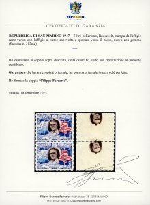 1947 - 5 lire Roosvelt, stampa ... 