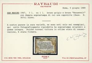 1947 - 3 lire su 1 lira Roosvelt, ... 