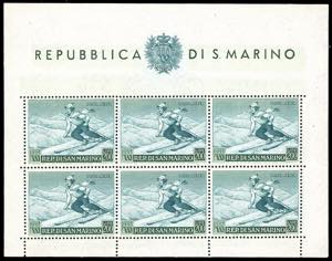 1953 - 200 lire Sciatrice, foglietto (15), ... 