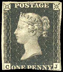 GRAN BRETAGNA 1840 - 1 p. nero Penny black ... 