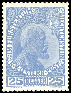 LIECHTENSTEIN 1916 - 25 h. oltremare ... 