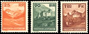 LIECHTENSTEIN 1933 - Vedute, serie completa ... 