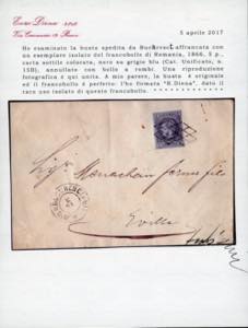 ROMANIA 1866 - 5 p. nero su grigio ... 