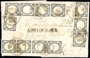 1861 - 1 grano nero intenso (19c), due ... 