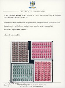 EGEO POSTA AEREA 1934 - Mondiali ... 