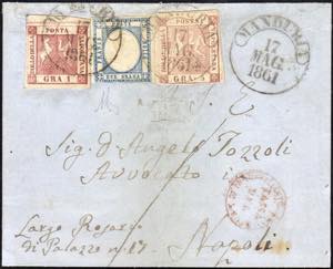 1861 - 1/2 grano carminio, II tavola, coppia ... 