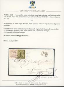 1858 - 5 cent. giallo, prima ... 