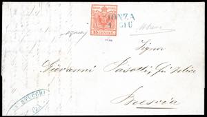 1850 - 15 cent. rosso, I tipo, prima ... 