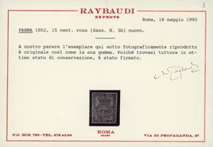 1852 - 15 cent. rosa, greca larga ... 