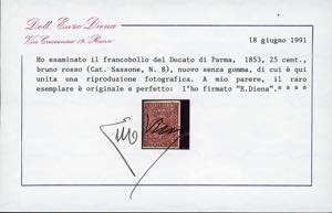1855 - 25 cent. bruno rosso (8), ... 