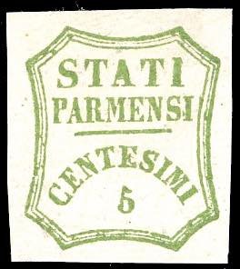 1859 - 5 cent. verde giallo (13), nuovo, ... 