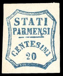 1859 - 20 cent. azzurro (15), varietà di ... 