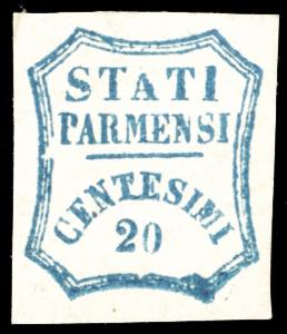 1859 - 20 cent. azzurro, varietà di clichè ... 