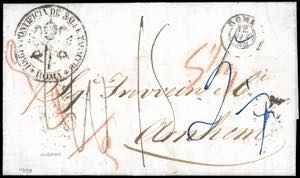 1858 - Lettera non affrancata da Roma ... 