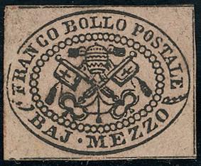 1852 - 1/2 baj lilla rosa (1d), gomma ... 