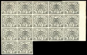 1867 - 2 baj bianco (3A), blocco di 17 ... 