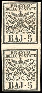 1852 - 5 baj rosa chiaro (6), coppia ... 