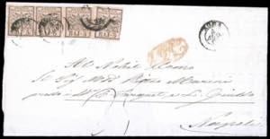 1853 - 5 baj rosa chiaro, singolo e striscia ... 