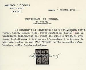 1852 - 5 baj rosa chiaro, STAMPA ... 