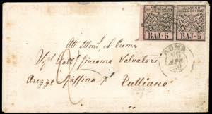 1862 - 5 baj rosa carminio (6A), coppia ... 