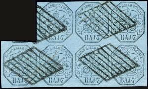 1852 - 7 baj azzurro (8), blocco ... 