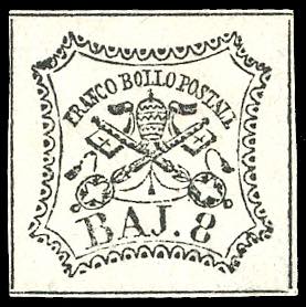 1852 - 8 baj bianco, decalco al ... 