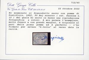 1852 - 50 baj azzurro (10), nuovo, ... 