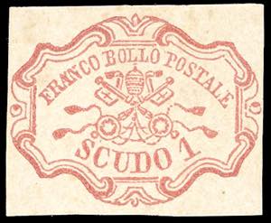 1852 - 1 scudo rosa carminio (11), ... 