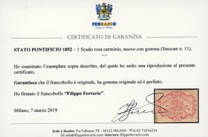 1852 - 1 scudo rosa carminio (11), ... 