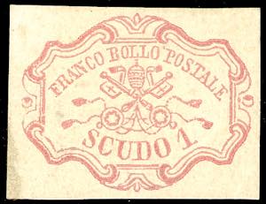 1852 - 1 scudo rosa carminio (11), ... 