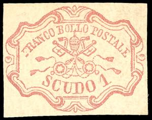 1852 - 1 scudo rosa carminio (11), ... 