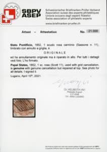 1852 - 1 scudo rosa carminio (11), ... 