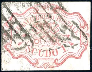 1852 - 1 scudo rosa carminio, ... 