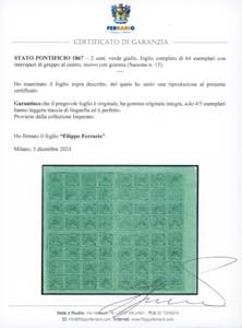 1867 - 2 cent. verde giallo (13), ... 