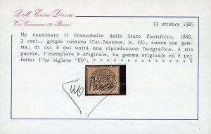 1868 - 3 cent. grigio rosa (23), ... 