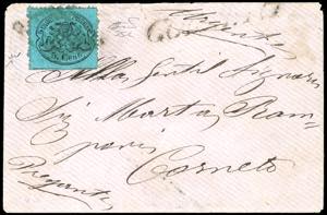 1868 - 5 cent. celeste (25c), perfetto, ... 