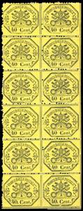 1868 - 40 cent. giallo (29b), blocco di 12 ... 