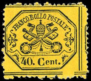 1868 - 40 cent. giallo intenso aranciato ... 