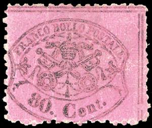 1870 - 80 cent. rosa carminato fragolone ... 
