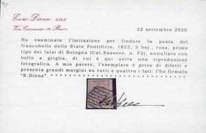1855 - 5 baj rosa, falso per posta ... 