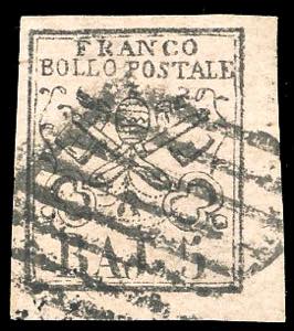 1855 - 5 baj rosa, falso per posta di ... 